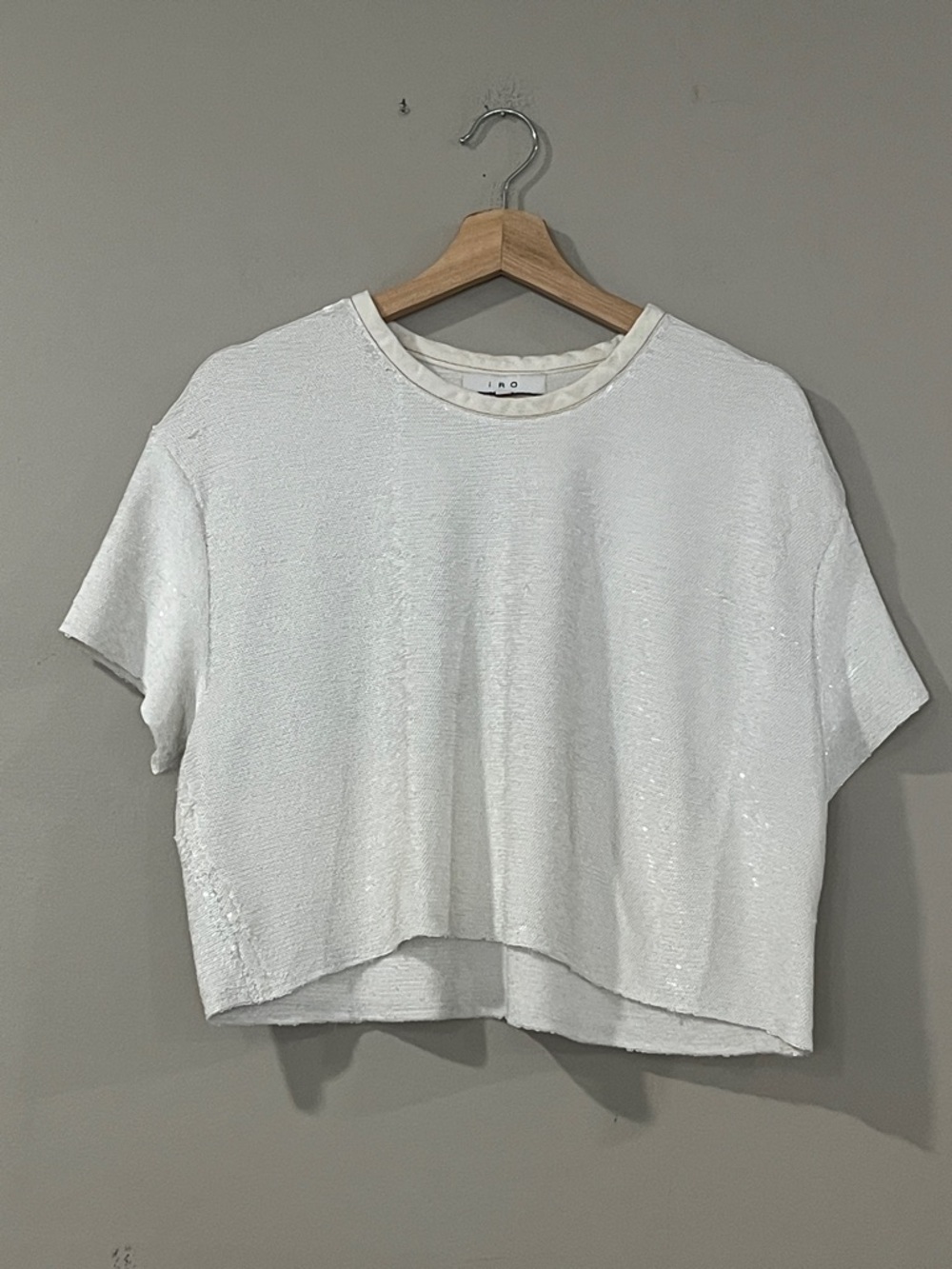 IRO White Sequin Cropped Tee